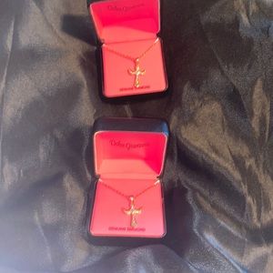 2 Dolce Giavonna Genuine Diamond 10”  Kids Cross Necklace.